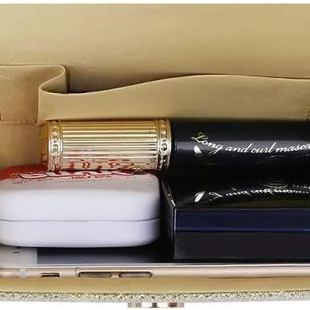 3 in 1 Sparkling Gold Evening Bag Clutch Purses for Women